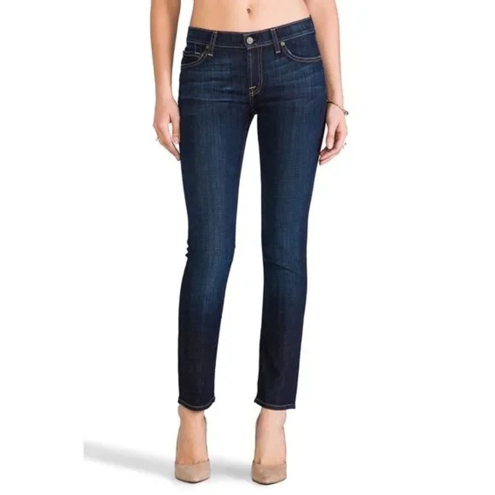 7 For All Mankind Dark Blue Slim Cigarette Skinny Jeans
